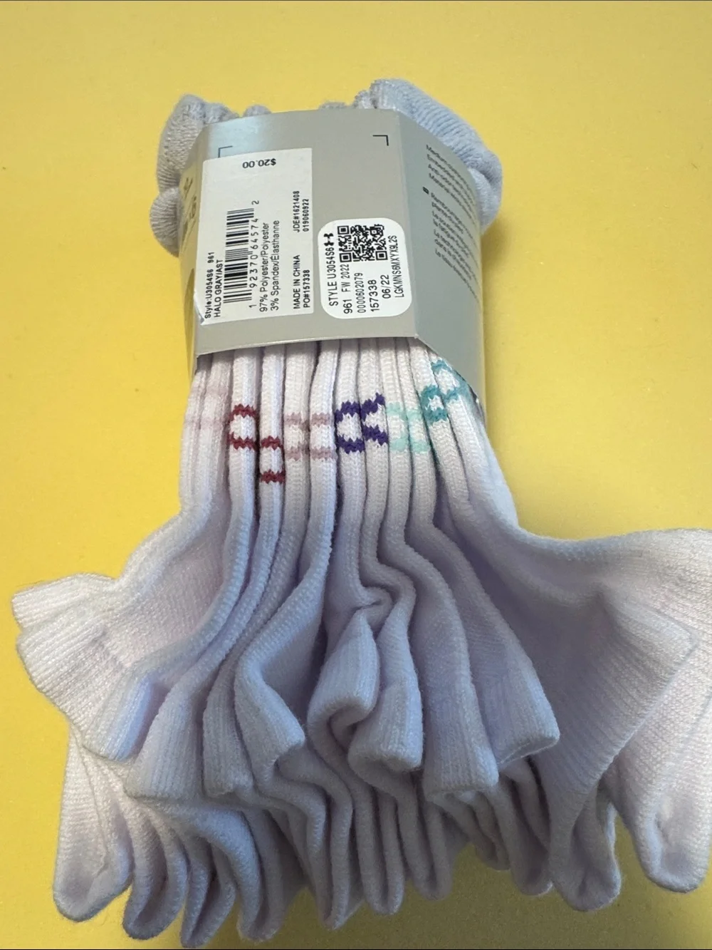Women’s 6pr Under Armour UA Cushion No-Show Socks in White with Colored UA logos